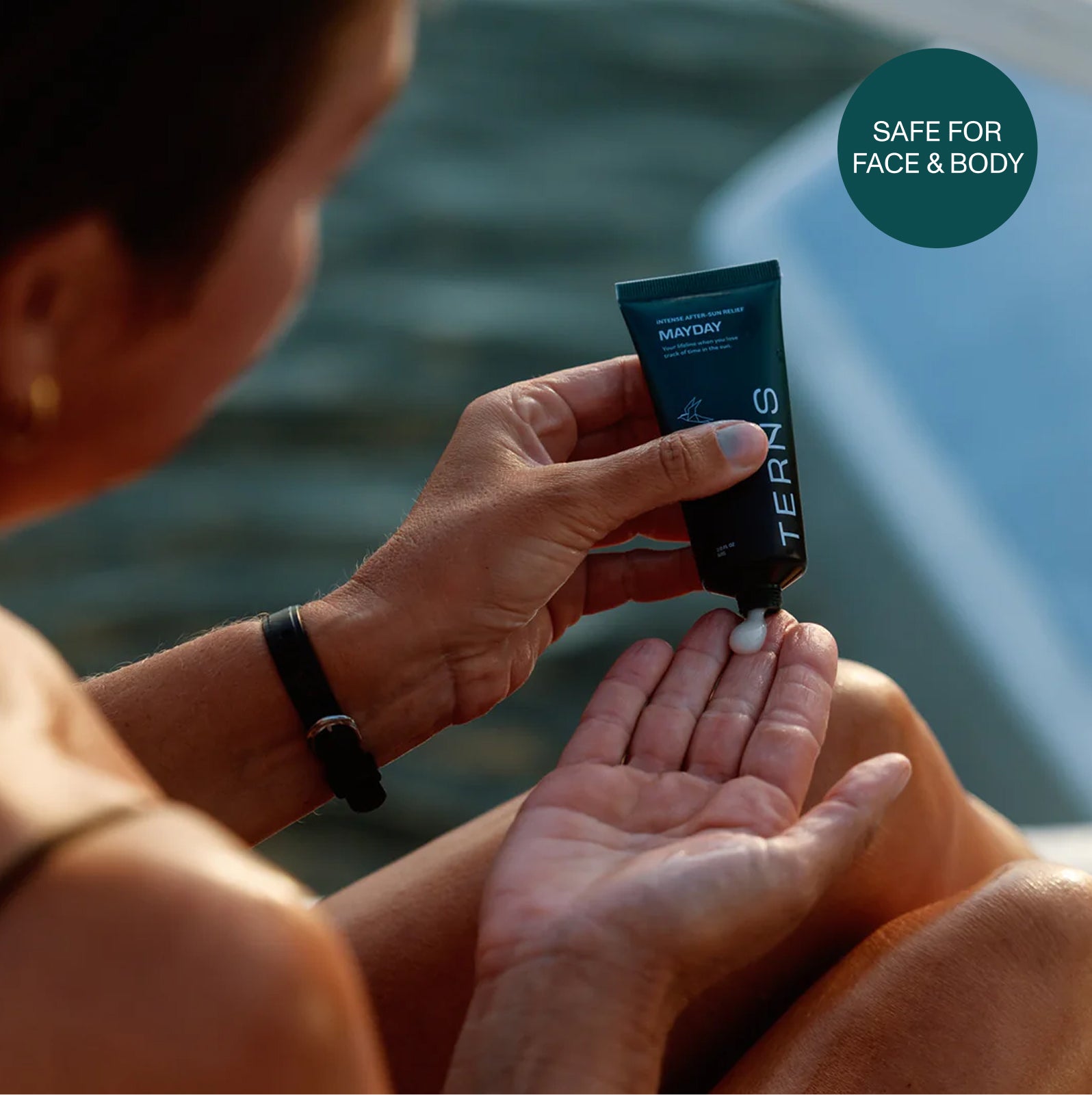 Aloe cools sunburns,<br>MAYDAY gets to the root cause, fast.